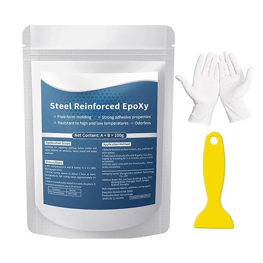 Steel Reinforced Epoxy Putty,High-Strength Multi-Purpose Repair Clay,Waterproof Resin Reinforced Wrap,Iron Clays for Cracks, Joints and Pipe Maintenance (1pcs)
