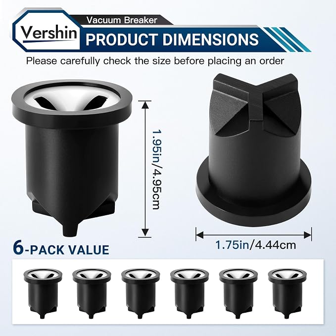 V-551-A Vacuum Breaker Repair Kit, used for Deodorizing and Backflow Prevention of the Outlet Pipe of Flushing Valve, Replaces Broken or Malfunctioning Vacuum Breaker, 33231926, 6pcs