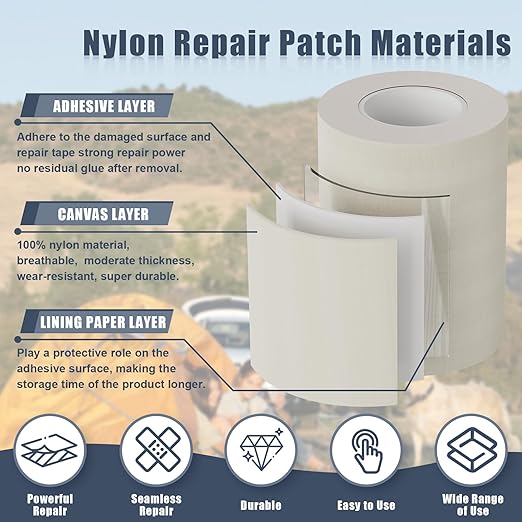 Cahomo 3x79 Nylon Repair Patch Nylon Repair Tape Self Adhesive Fabric Tapes Outdoor Camping Gear Fabric kit for Tent, Umbrella, Down Jackets, Sleeping Bag, Knapsack（Navy Blue）