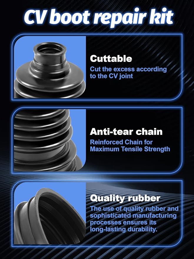 CV Boot Repair Kit, 4PCS, Fits Shaft Size 26mm-34mm, 25mm Height, CV Axle Boot Repair Kit, Universal CV Joint Gaiter Boot for Most Vehicle, Silicone