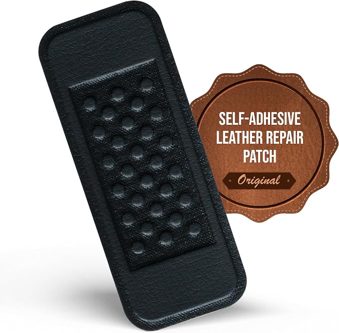MastaPlasta Instant Self-Adhesive Premium Leather Repair Patch. Black Bandage 4" x 1.5" (10 x 4cm). DIY Upholstery-Quality Patches for Couches, Car Interiors, Bags