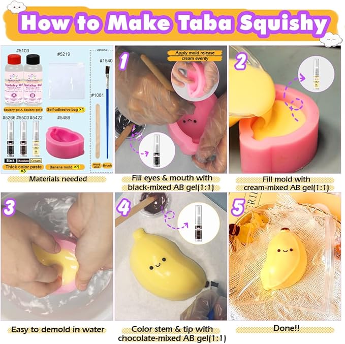 Fruit Squishy Craft Set Liquid Silicone Banana Silicone Mould Colour Paste