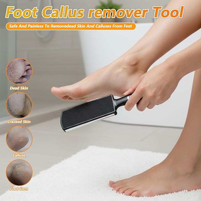 Sibba Foot File Callus Hard Skin Remover Nano Glass Foot File Remover Feet Rasp Pedicure Scrubber Tool Feet Callus Removal for Care Stainless Scraper Cracked Dead Skin Removal