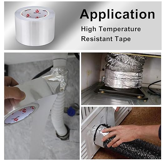 BOMEI PACK Aluminum Foil Tape,Heavy Duty Metal Foil Tape,High Temperature Silver Duct Tape,Perfect for Sealing & Patching,HVAC,Air Ducts,Insulation and Metal Repair (5 Inch)