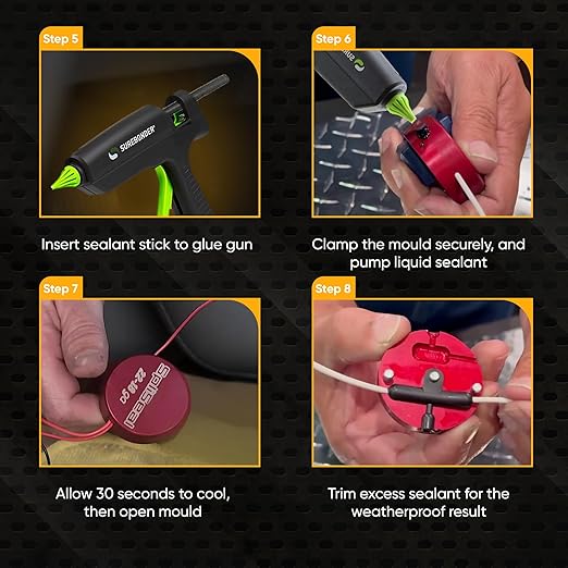 Road Warrior Kit - 6 AWG Connector Molds, 120W Cordless Glue Gun, 50 Sealant Sticks, Mold Release & Wire Cleaner - Professional-Grade Automotive, Marine & Electrical Splice Sealing Kit