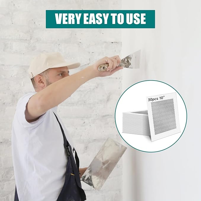 30Pcs 10 Inch Large Drywall Patch, Wall Repair Patches, Self-Adhesive Fiberglass Repair Kit Dry Wall Hole Repair Patch for Aluminum Metal Sheetrock Ceiling (10"x 10")