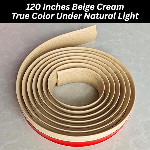 Maxiroc Floor Transition Strip Self Adhesive Carpet Wood Tile Vinyl Flooring Laminate Transition Cover Edge Trim Gap Doorway Threshold for Uneven Floors Heights Within 5 mm (120 inches, Beige Cream)