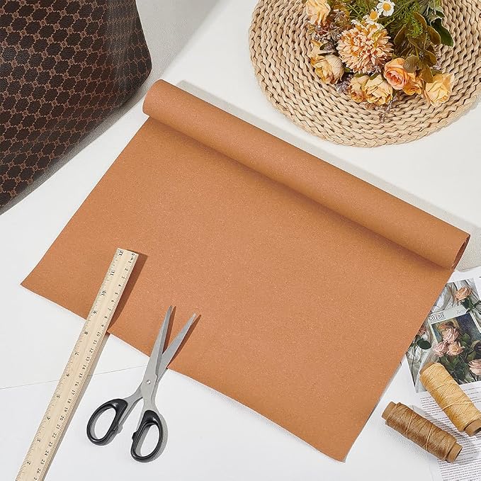 BENECREAT 59x15.7inch Leather Stiffener Roll, Sandy Brown Bag Stiffener, PVC Leather Roll for Leather Bag Liner, Craft DIY, 0.8mm Thick