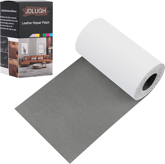 JDLUGH Sofa Leather Repair Patch Tape 3.5x60 Inch Self Adhesive Couch, Car Seat, Office Chair, Leather Furniture, Vinyl Repair Patch Kit for Furniture(3.5x60 Inch, Grey)