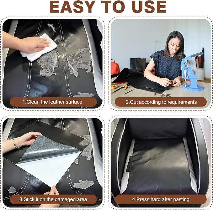 Navy Blue Leather Repair Tape, 16x120 Inch Leather Repair Patch Self-Adhesive, Waterproof Faux Leather Patch, Vinyl Repair Tape for Couch, Sofas, Furniture, Office Chair, Car Seats