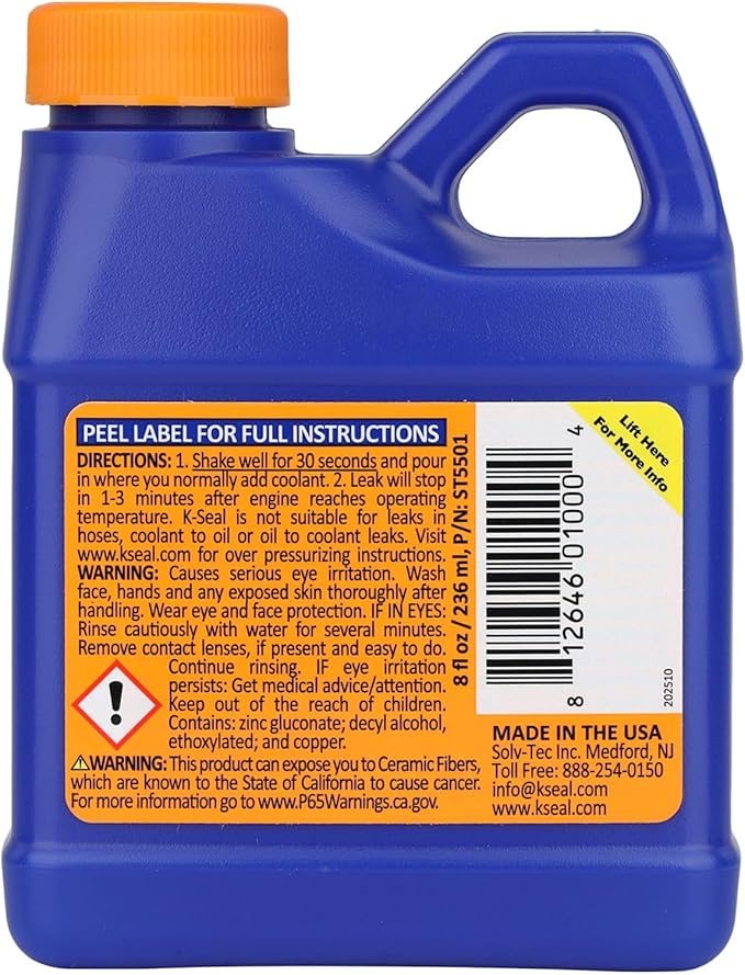 K-Seal ST5501 Multi-Purpose One Step Coolant Leak Repair, 8oz, Pour and Go, Mixes with All Antifreeze, No Flushing Required