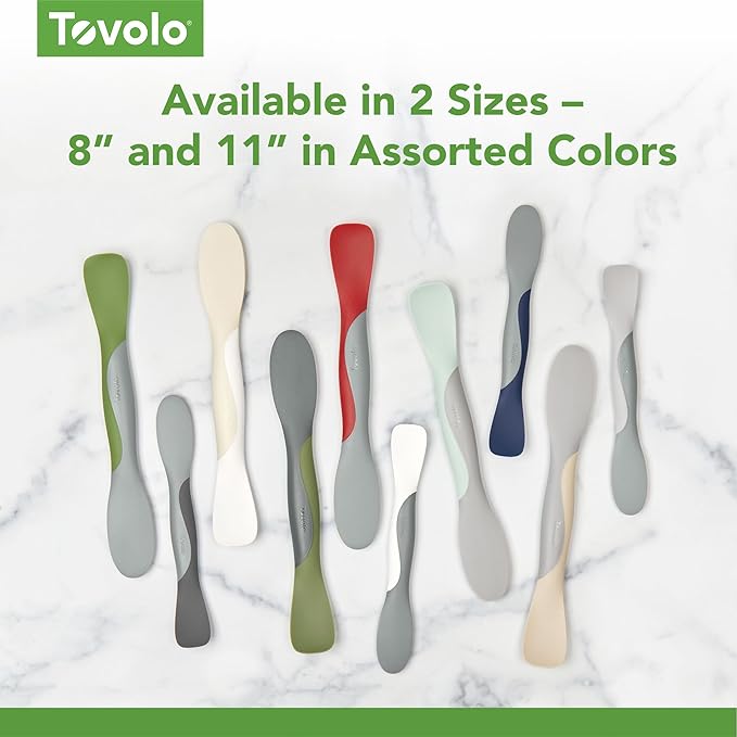 Tovolo Scoop and Spread Large Dual End Silicone Sandwich Spreader Tool with Nylon Handle, BPA Free Dishwasher Safe Silicone and Nylon Tool for Spreading and Scooping, Oatmeal and Oyster Gray