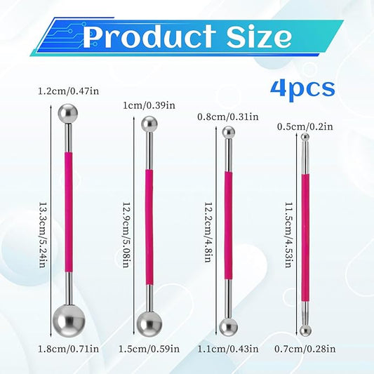 4 Pcs Caulking Ball Tool Kit Double Ended Dotting Tools Joint Grout Repair Metal Embossing Clay Tools for Tile Finishing DIY Crafts