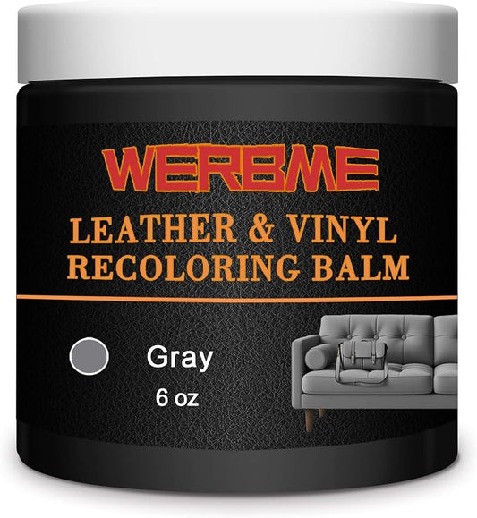 Leather Recoloring Balm - Leather & Vinyl Repair Balm for Furniture, Couches,Car Seats, Auto Interior & Accessories, Restores Faded, Worn, Scratched and Cracked Leather Surfaces (Gray)