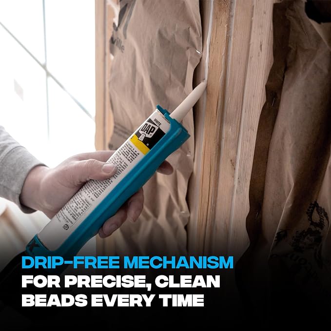 OX Drip Free Caulk Gun 10 oz - 12:1 Thrust Ratio - Lightweight with Spout Cutter & Seal Puncture - Caulking Gun No Drip Plumber Tools - Pistola Para Silicon