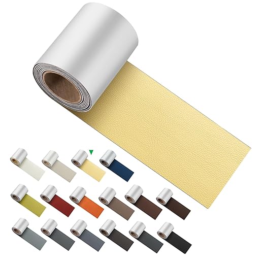 ILOFRI Self Adhesive Leather Repair Patch Tape 3x60 inch, Vinyl and Leather Repair Kit for Couches, Furniture, Car Seat, Boat Seat, Sofa, Vinyl Upholstery, Chair, Interior - Khaki
