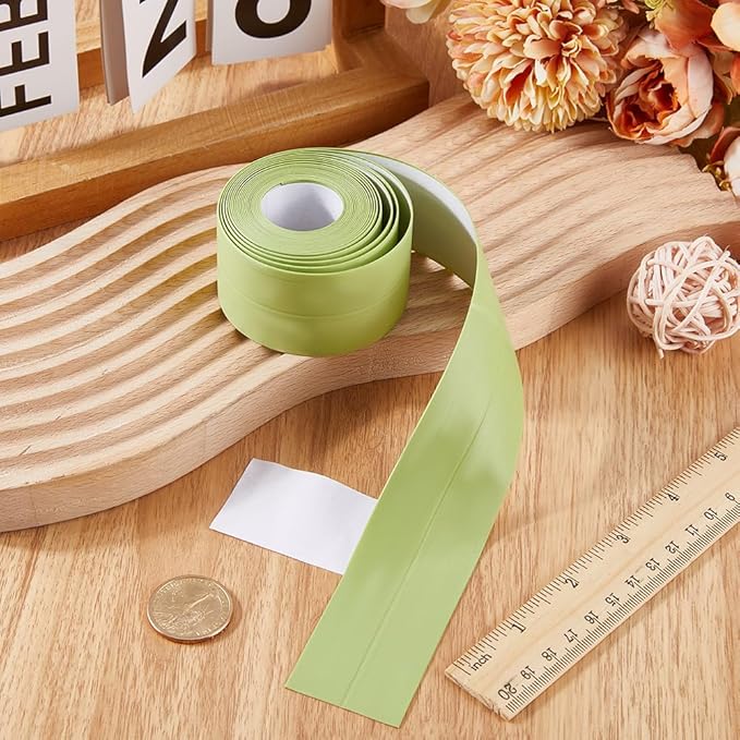 CRASPIRE 10.5 Feet Bath Sealing Strip Floor Sealant Tape Green PVC Waterproof Stain Proof Self Adhesive Kitchen Toilet Bathtub Corner Protector Caulking Decorative Tape for Bathroom Caulk Sink Shower