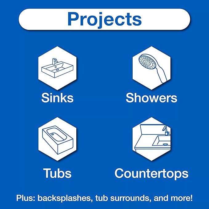 GE Tub and Tile Silicone Caulk for Kitchen and Bathroom -100% Waterproof Silicone Paste, Excellent Flexibility, Shrink and Crack Resistant - 10oz Cartridge, Clear, Pack of 12