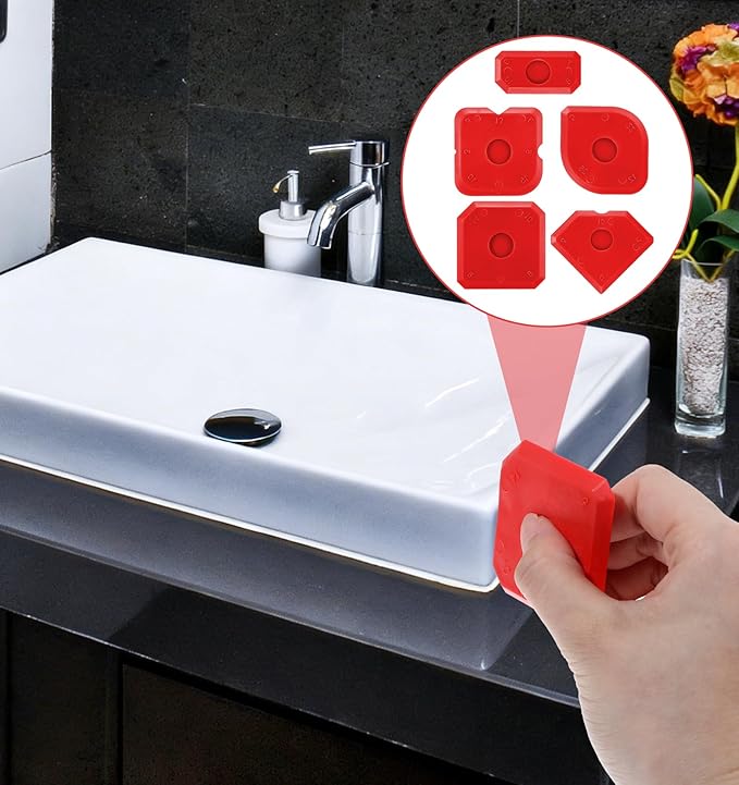 15 Pcs Caulk Smoothing Tool, Silicone Caulk Tool Caulk Finishing Tool, Sealant Grout Finishing Tools for Kitchen Bathroom Window Sink Sealing (Red Yellow Blue)