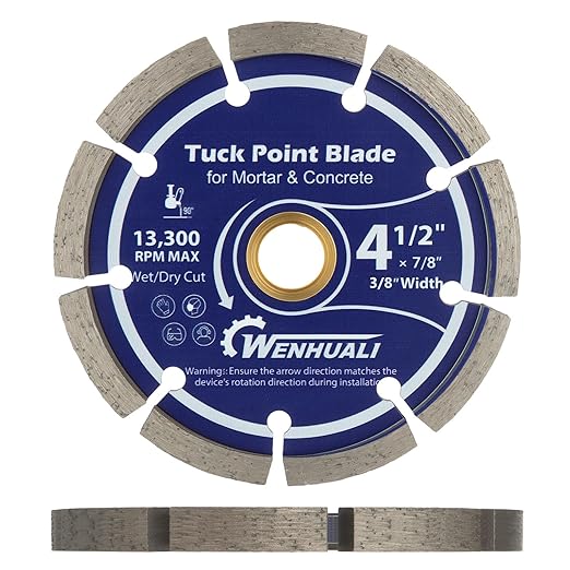 4.5" Diamond Tuck Point Blade for Grinding, 3/8" Thickness – Premium Diamond Blade for Mortar Joint Removal, Concrete & Brick Grout Repair, 7/8" Arbor, Fast Clean Cutting