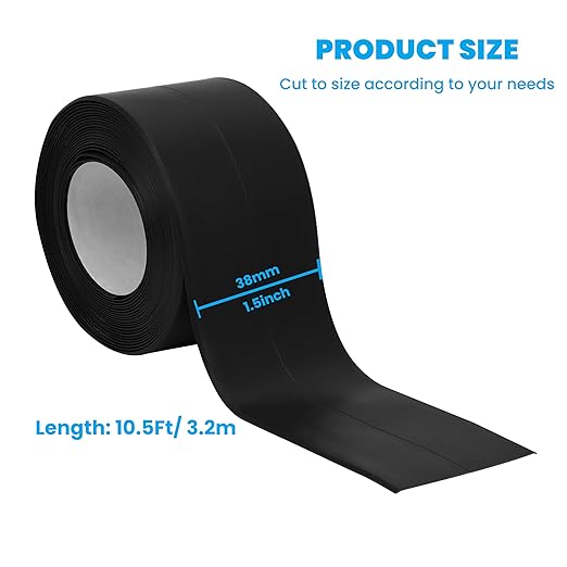 Black Caulk Tape 2 Rolls Self Adhesive Waterproof Countertop Caulking Sealant Tape, Bathroom Caulk Strip for Countertop, Toilet, Bath Tub, Sink, Shower, Backsplash (Black,1.5" x10.5Ft)