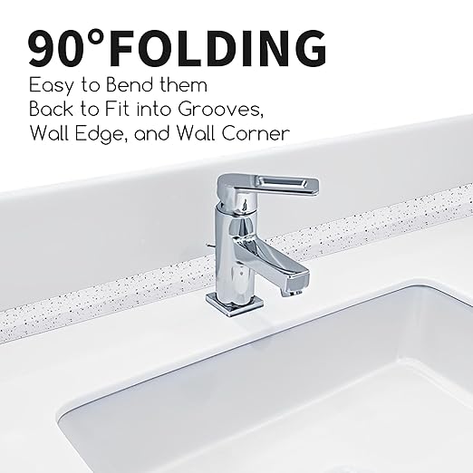 3 Rolls 10.5 Feet Caulk Tape Toilet Caulking Strip Self Adhesive Bathroom Sealing Peel and Stick Caulk Strip for Bathtub, 1.5 Inches (White Granite)