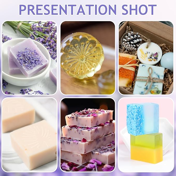 Soap Making Kit for Adults, DIY Soap Making Kit, Melt and Pour Soap Making Supplies, Contains Mould Soapbase Essential Oils Fragrances and Dried Flowers for Beginners and Mother's Day
