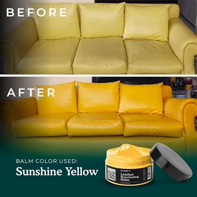Clyde's™ Leather Company Leather Recoloring Balm – Color Restore & Scratch Repair Kit for Faded Leather Furniture, Car Seats, Sofa & Vinyl | 23 Colors | Non-Toxic Dye