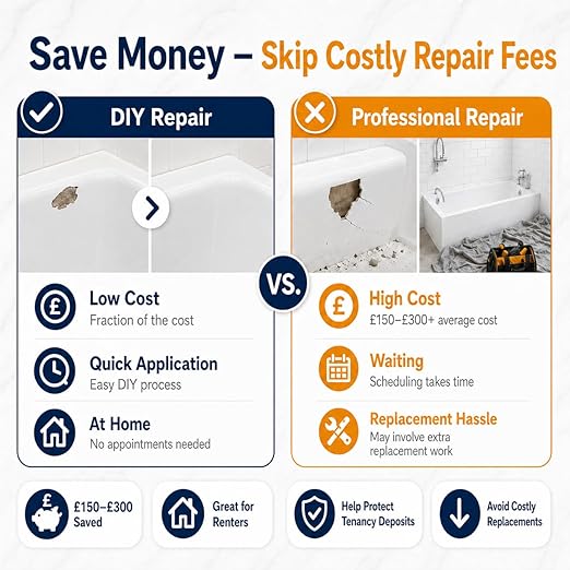 Tub & Tile Repair Kit for Renters & Homeowners, 5.6 oz Porcelain Repair Epoxy with 6 Pigments, Easy-Sand to Fix Chips, Cracks, Holes, Dents & Scratches on Tub, Sink, Countertop & Tile