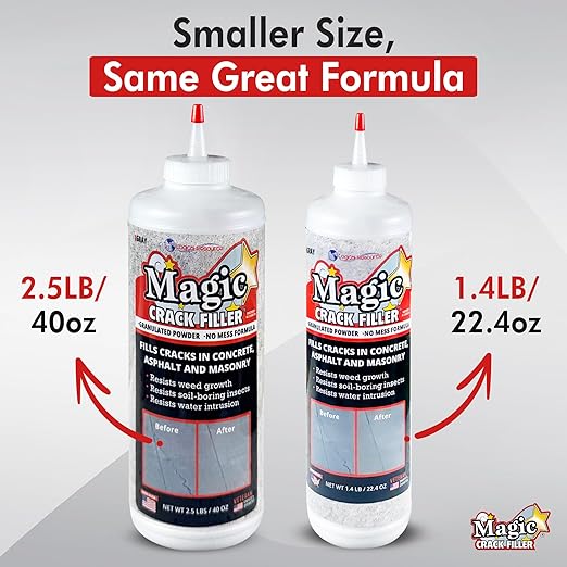 Gray 1.4 LB Magic Crack Filler Bottle - Easy, No-Mess Crack Repair for Concrete, Masonry & Asphalt - Durable & Weather-Resistant