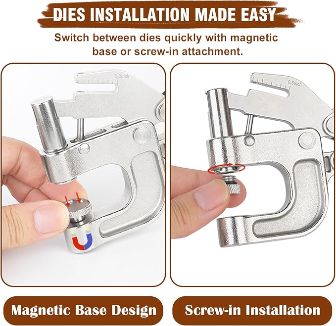 200 Sets Leather Snap Fasteners Kit – 40 Sets 15mm Snap Buttons and 160 Sets Double Cap Rivets（6mm & 8mm Height in 4 Colors with Press Pliers – for Leather Craft, Jeans, Jackets, Bags, DIY Repair