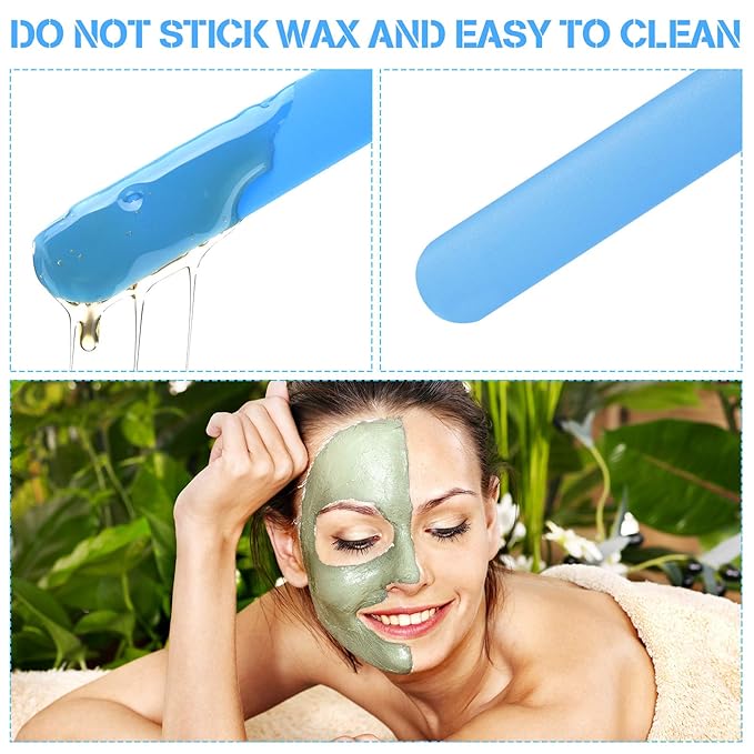 Mudder 3 Pcs Non-stick Wax Spatulas Silicone Waxing Applicator Hair Removal Sticks Applicator Spatula Reusable Hard Wax Scraper for Home Salon Body Use(Pink, Blue, Green)