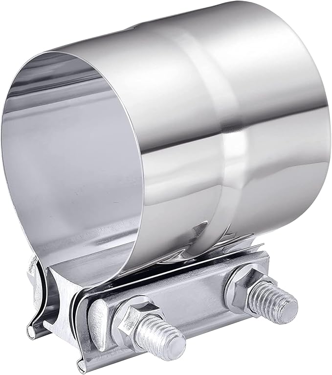 bylikeho Exhaust Clamp,Car Accessories 4" 3" 2.5" 5" 3.5" 2.75" Lap Joint Exhaust Band Clamp Sleeve Coupler,Stainless Steel Exhaust Pipe Clamp for Exhaust System,Exhaust Tubing Connection (4")