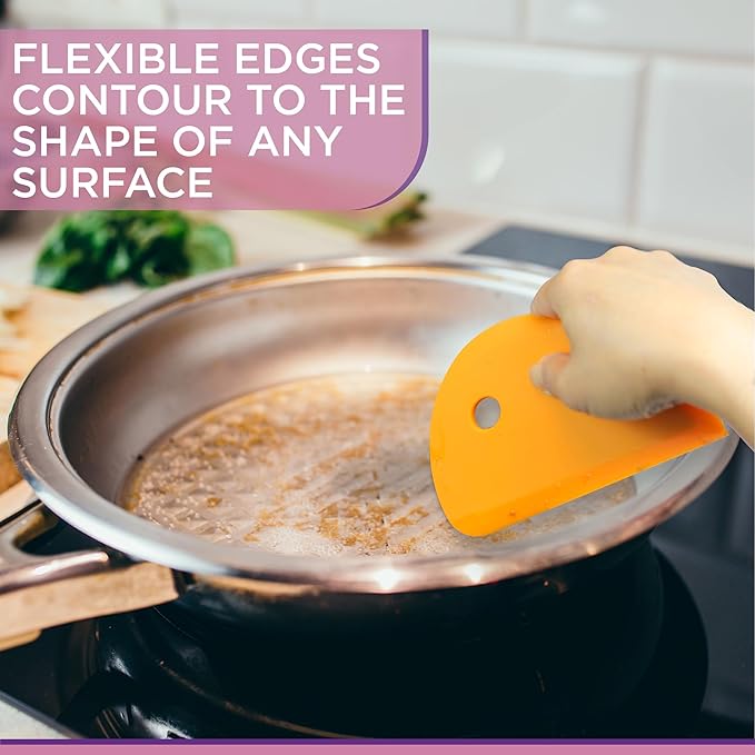 Zoie + Chloe Multipurpose Silicone Bowl Scraper - Dough Scraper for Cleaning Mixing Bowls, Baking Pan - Silicone Scraper Spatula For Painting, Smoothing, Frosting, Cake Decorating - Gray, 7x3.75