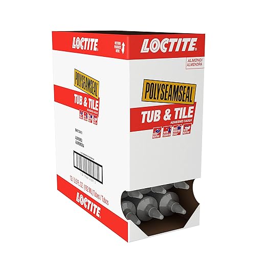 Loctite Polyseamseal Tub & Tile Adhesive Caulk Almond, 5.5 Fl Oz, Squeeze Tube