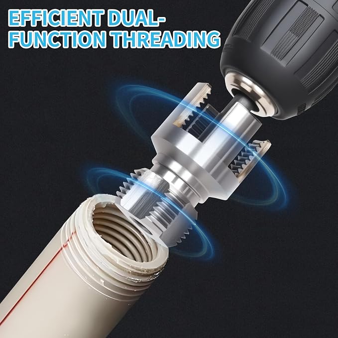 3PCS PVC Pipe Threader Kit - Dual-Function Internal & External Pipe Threading Tool for 1/2"& 3/4" & 1" PVC/Plastic Pipes
