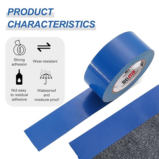 WELSTIK Professional Grade Duct Tape, Waterproof Duct Cloth Fabric,Duct Tape for Photographers,Repairs, DIY, Crafts, Indoor Outdoor Use (2 Inch X 45 Yards, Blue)