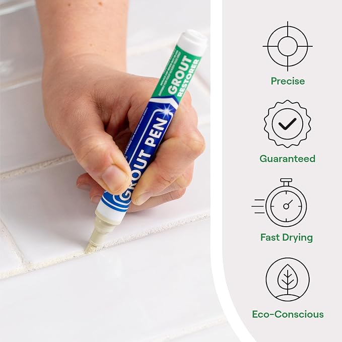 Grout Pen Ivory Tile Paint Marker: Waterproof Grout Paint, Tile Grout Colorant and Sealer Pen - Ivory, Wide 15mm Tip (20mL)