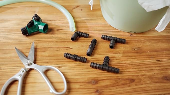 Maitys 8 Pieces 1/2 Inch Drip Irrigation Fittings Parts Soaker Hose Repair Kit Inline Barb Drip Irrigation Hose Connectors Plastic Tubing End Stop for Garden Lawn Sprinkler Systems(Elbow)