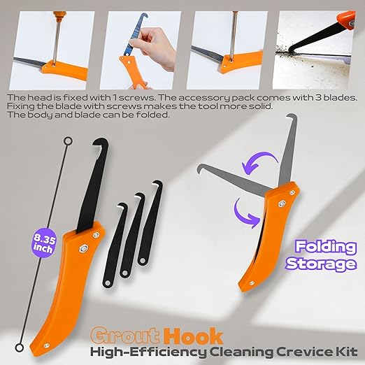 Grout Removal Tool Caulking Tools 24-in-1 Kit with Silicone Glass Glue Angle Scraper Grout Saw Blade Scraper Finishing for Kitchen Bathroom Window Sink Tile Joint - DIY Home Renovation Contractor Use