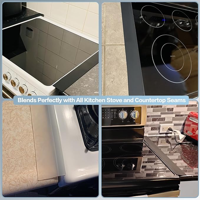 Silicone Stove Gap Covers (2PCS), 25 inch Stove Gap Filler Between Stovetop and Counter, Heat Resistant and Easy Clean Guard, Semi-Clear