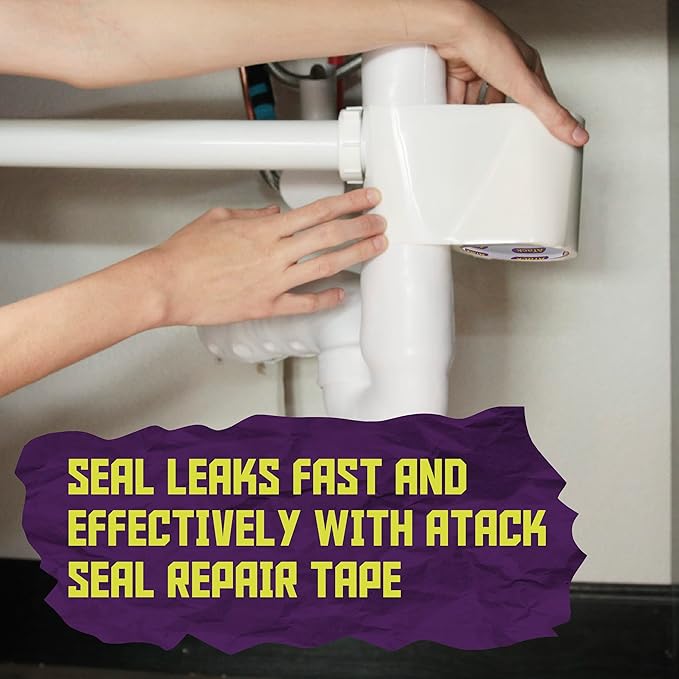 ATack Waterproof Patch and Seal Tape, Clear, 4 Inches x 10 Feet, Water Barrier Tape for Stop Leak Repair on Pipes, Chimney, Roof, Boat, and HVAC