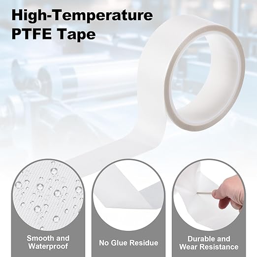 PATIKIL Heat Resistant Tape, 1.4 Inch x 33 Feet High Temperature Tape PTFE Adhesive High Heat Tape Waterproof for Vacuum Sealer Machine Insulation Protection, White, 0.13mm Thick