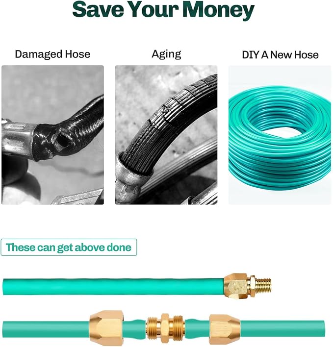 4 Pack Soild Brass HPT Air Reusable Hose Splicer Repair Kit,Air Hose Fitting for 1/4-Inch ID Hose