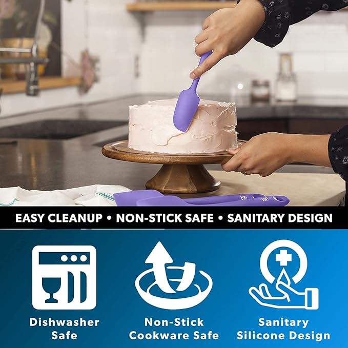 DI ORO Mini Spatula - Small Spatulas Silicone Heat-Resistant up to 600°F - Silicone Kitchen Scraper for Baking & Cooking BPA Free - Mixing Spatula Dishwasher Safe - Nonstick Cookware Safe (Lavender)