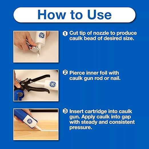 GE Advanced Silicone Caulk for Kitchen & Bathroom, Clear, 10 fl oz Cartridge, 12 Pack - 100% Waterproof Silicone Sealant, 5X Stronger Adhesion, Shrink & Crack Proof