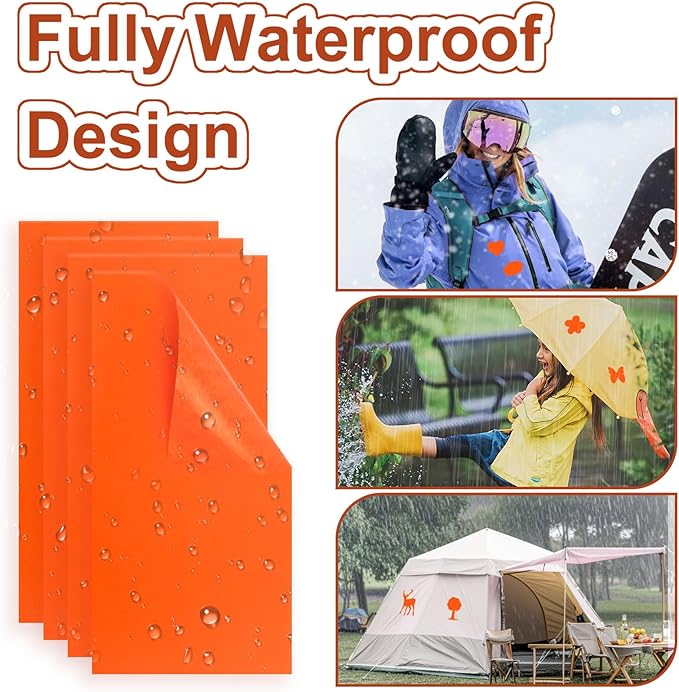 Self-Adhesive Nylon Patches Tent Repair Kit – Outdoor Gear Tenacious Repair Tape, Waterproof Fabric Patches for Clothes, Tent, Down Jacket, Backpack (8pcs, Orange