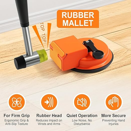 Floor Gap Fixer Tool, Laminate Flooring Tools, Enhanced Vacuum Suction Cup & 6 PCS Sticky Pads for Laminate, Wood, Tile, Vinyl Floor Gap Repair Tool - Durable, Compact, & Efficient Flooring Tools