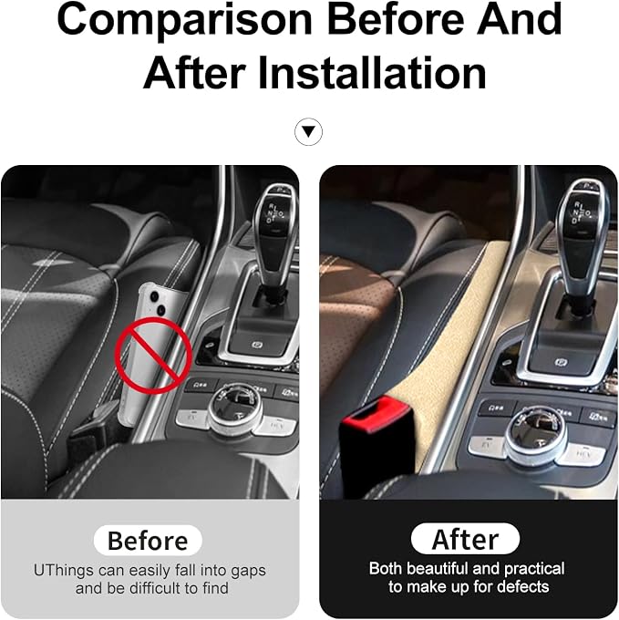 JAGASOL Car Seat Gap Filler, Universal Fits Car SUV Truck PU Leather Crevice Blocker, Between Seat and Center Console, Stops Cellphone Wallet Keys Coins from Dropping, 2 Pack Beige