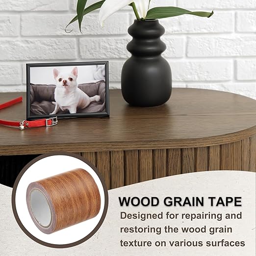 PATIKIL Wood Grain Tape 2.2" x 15 Ft, Self-Adhesive Wood Texture Repair Tape Realistic Wood Effect Contact Paper Patch for Furniture Cabinets Floor Walls Home Decoration, Orange Oak